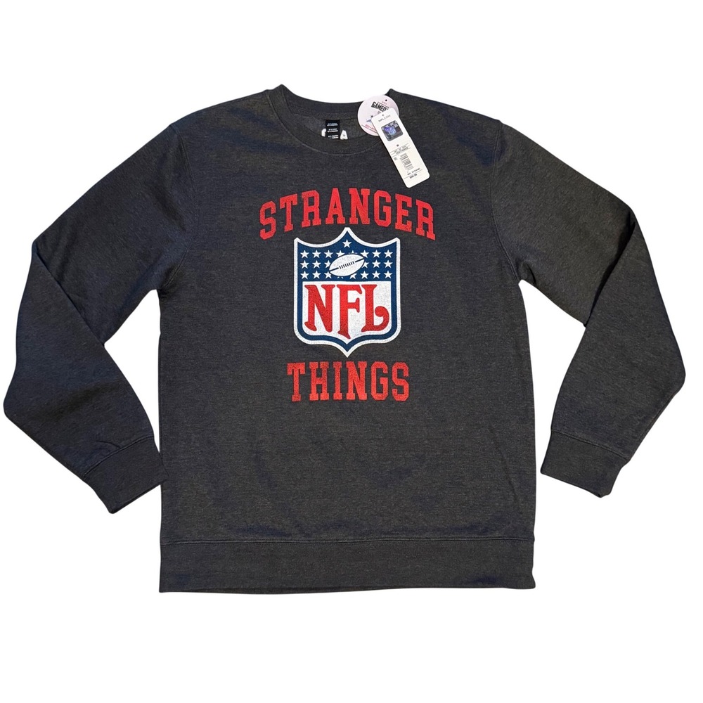 NFL Stranger Things Sweatshirt Mens M Gray Crewneck Graphic NWT